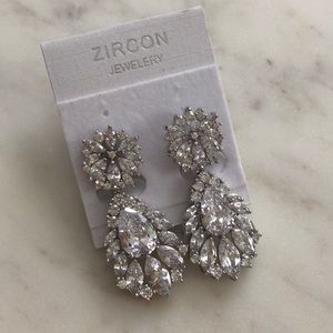 Silver Chandlier Cubic Zirconia Earrings